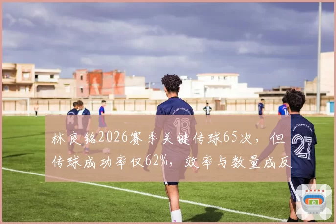 林良铭2026赛季关键传球65次，但传球成功率仅62%，效率与数量成反比